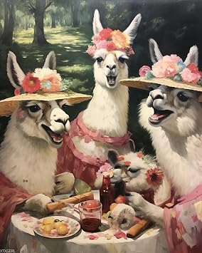 XTXGERL DIY Paint by Numbers on Canvas, Laughing Llama Park, DIY Canvas Oil Painting Kit for Adults for Bedroom Office Arts Craft Decor, 40x50cm