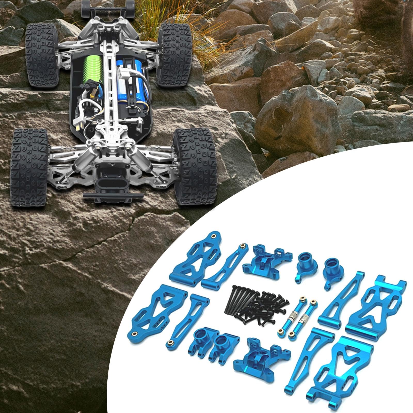 Set di Pezzi di Ricambio in Metallo e Alluminio RC, Accessori di Ricambio per Auto RC Facili da installare per Accessori Auto RC 16101 16102 16103, Blu