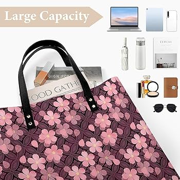 【美品】シンクビー　トートバッグ　花柄　フラワー柄　ビジュー　肩掛け　大容量 美品】シンクビー トートバッグ 花柄 フラワー柄 ビジュー