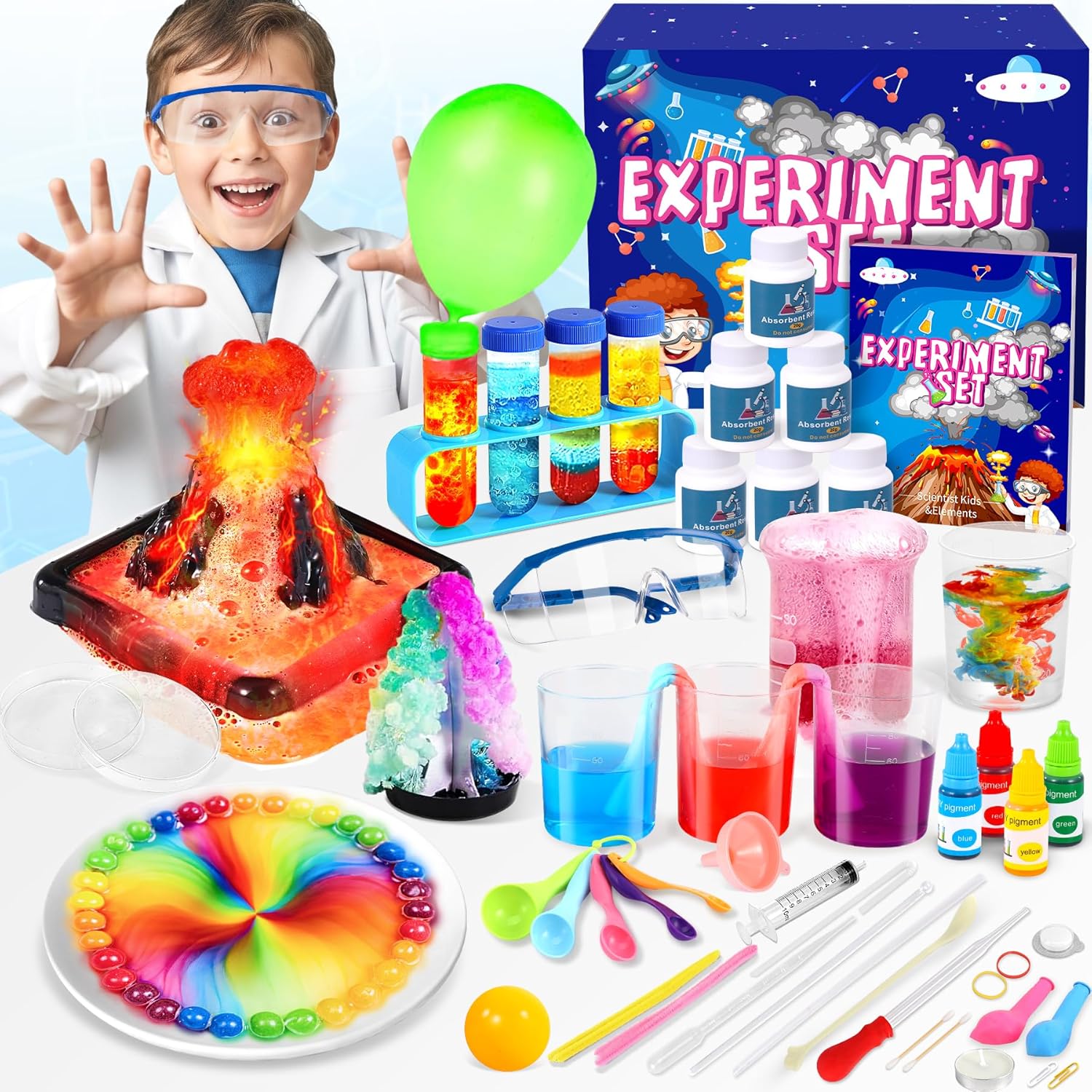 70+ Experimente für Kinder, Spielzeug ab 4 5 6 7 8 9 10 Jahre Jungen MäDchen, Kristalle Züchten, Chemiebaukasten, Vulkanausbruch, Spiele Geschenk Junge Hochwertige Abnehmbare