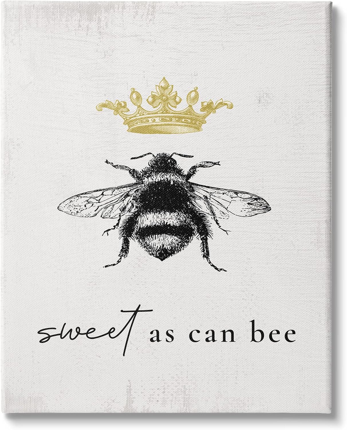 Stupell Industries Sweet as Can Bee Phrase Royal Crown Insect, Design by Daphne Polselli