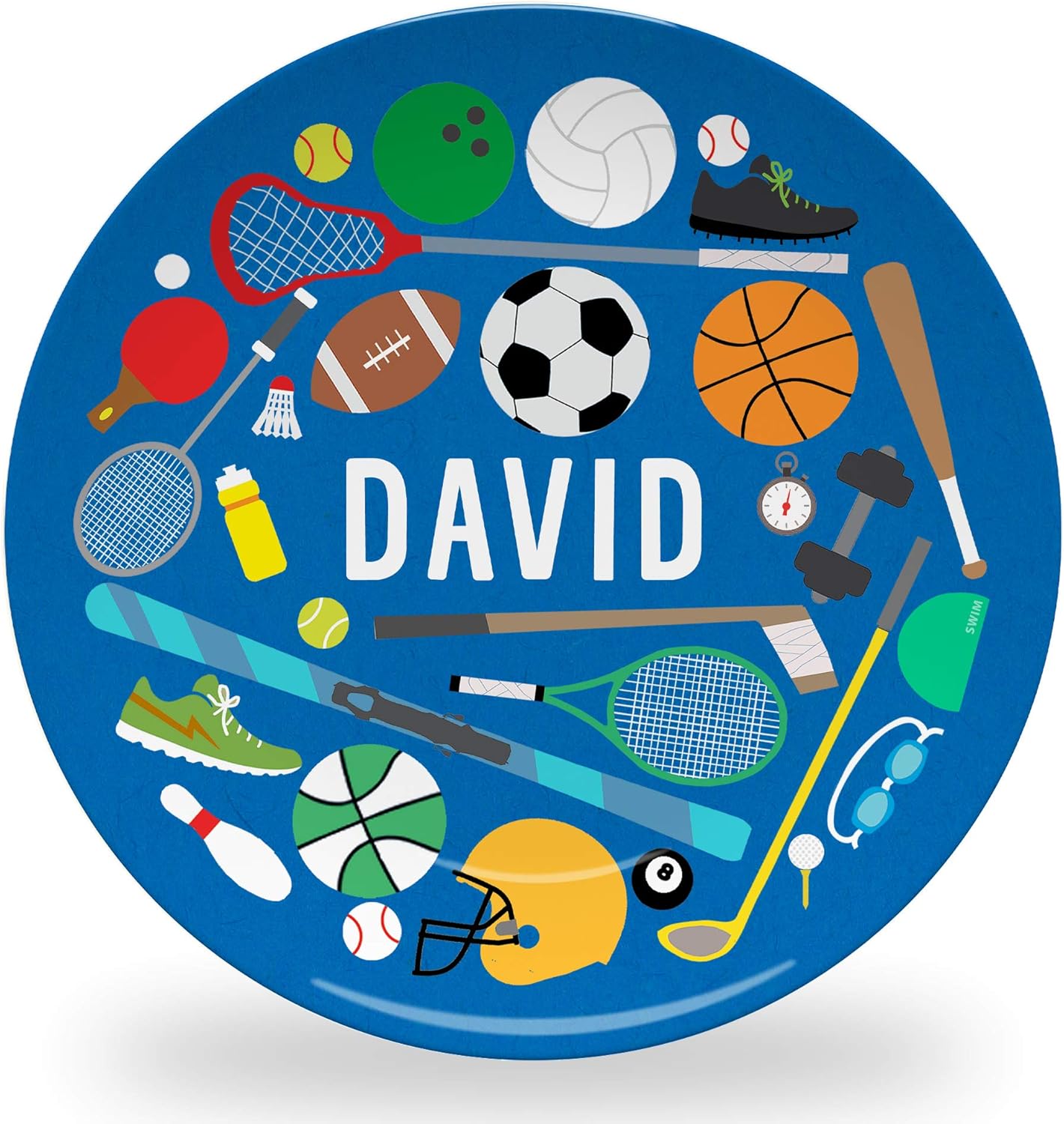 Tiny Expressions - Personalized Sports Plate for Boys with Custom Name and Cute Athletic Themed Design | 10" Diameter Dishwasher Safe | BPA Free Made in the USA Decorative Gift Plates (White)
