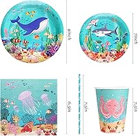 Vista 58 de Alice Tea Party Decorations - Baby Shower Paper Plates, Napkins, Cups & Straws for 24 Guests, 120 Pcs Disposable Party Dessert Dinnerware