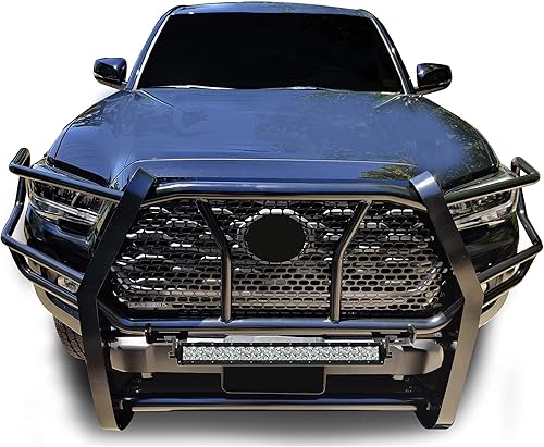 Miniatura 2 de Black Horse - Cepillo de rejilla resistente modular negro con luz LED de doble fila de 20 pulgadas, compatible con Toyota Tacoma-RU-TOTA16-B-KIT