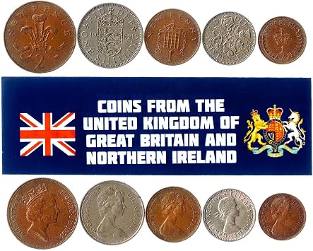 5 United Kingdom Coins from Europe | Old Collectible British Cash Lot | Perfect Choice For Your Coin Bank, Holders And Collection Album