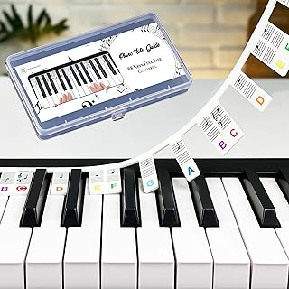Removable Piano Keyboard Note Labels for Learning, Piano Notes Guide & Piano Key Guide - 88-Key Full Size, Say Goodbye to Piano Stickers & Piano Keyboard Stickers (Colorful)