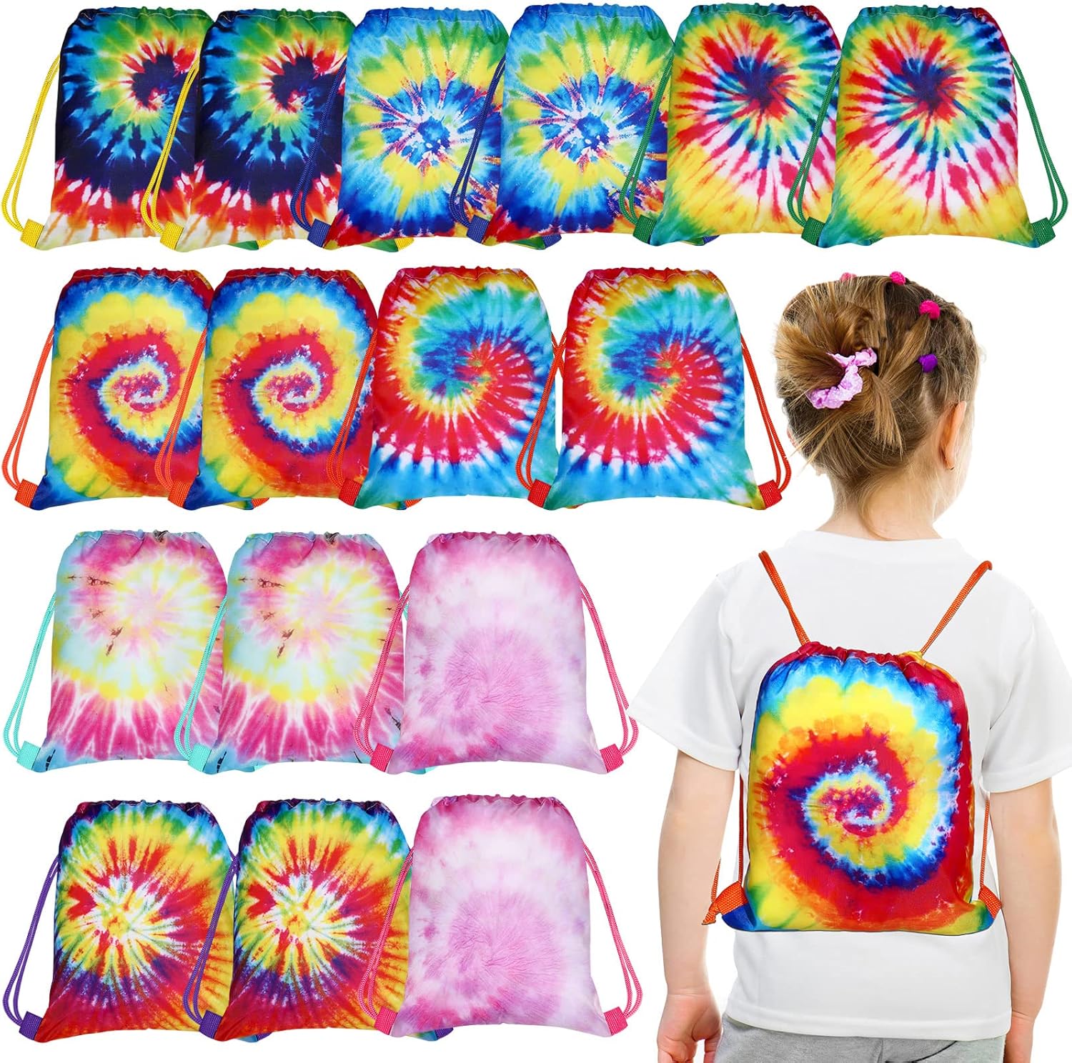 Amazon.com: Yerliker 16 Packs Tie Dye Birthday Party Supplies Spiral ...