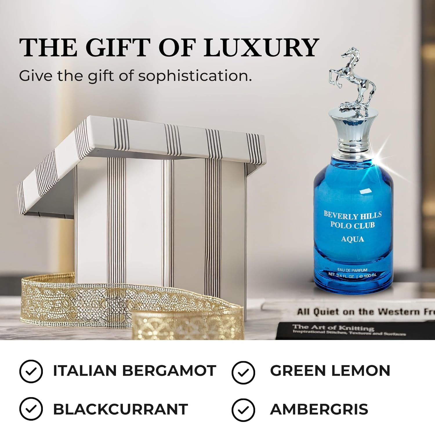 Beverly Hills Polo Club AQUA Eau de Parfum for Men - 3.4 Fl Oz (103.5ml) Long-Lasting Aquatic Fragrance | Sophisticated Scent with Iconic Metal Horse Cap & Premium Cylinder Gift Box - Image 3