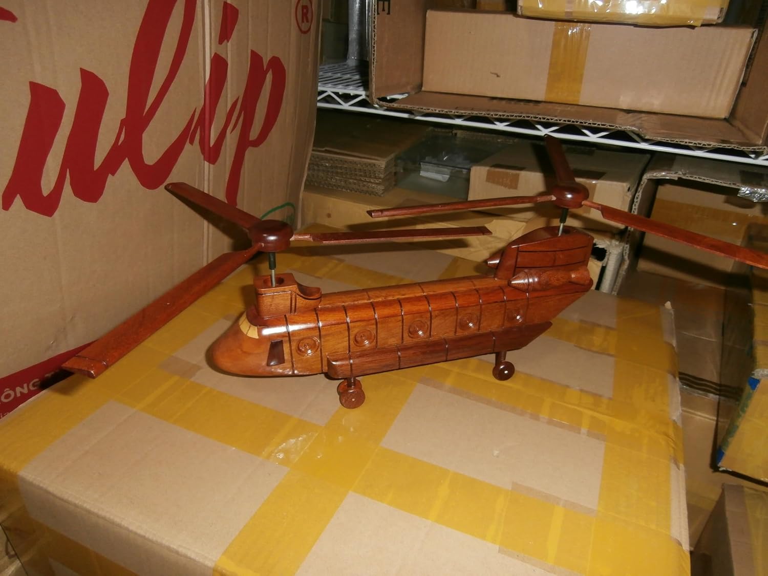 Chinook Hand Craft Wooden Model Helicopter Require Couple Simple Assembly