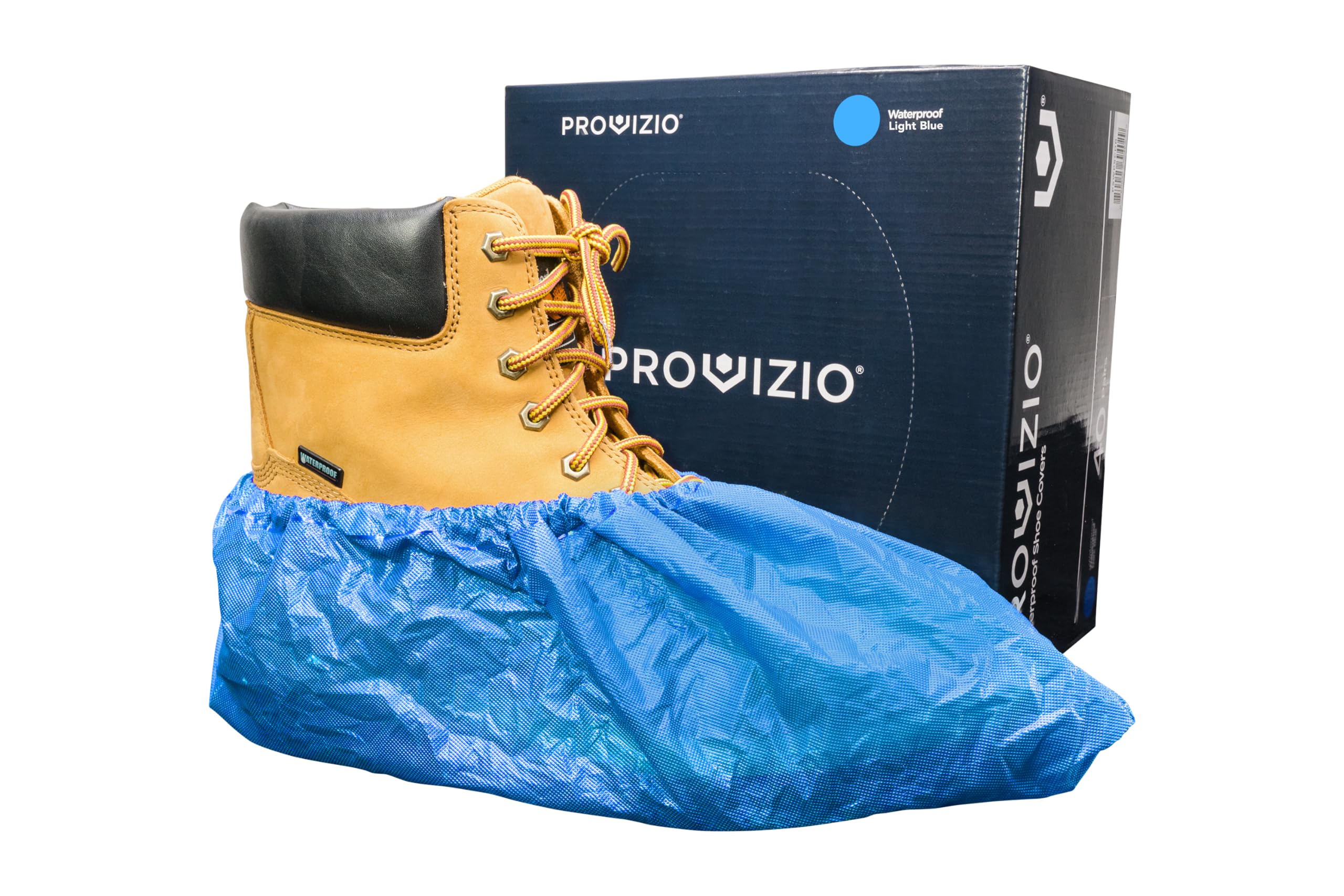Provizio Supply Waterproof Shoe Covers Disposable Non Slip Extra Large Boot Cover - (40 Pairs) (Light Blue)