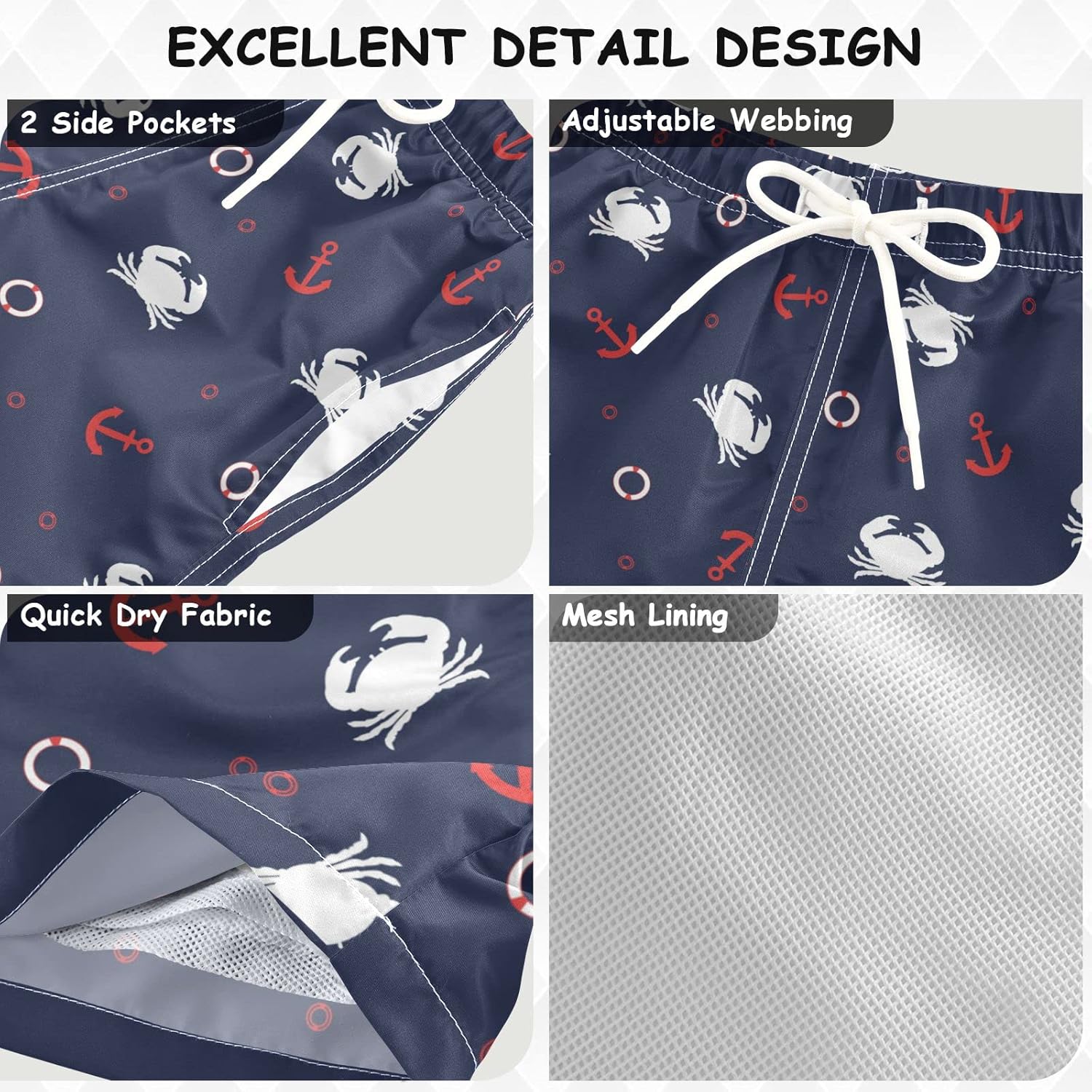 visesunny Boys Casual Board Shorts Funny Floral Boys' Swim Trunks Beach Shorts Little Kids Bathing Suit - Image 3