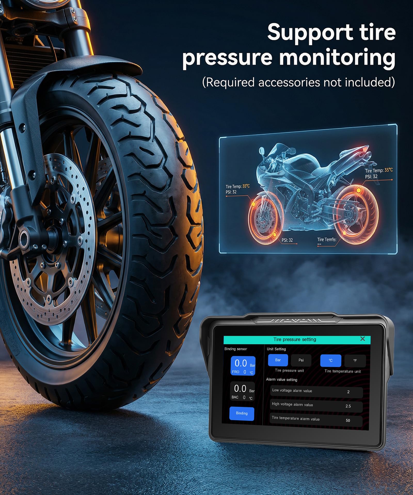 Rimoody Wireless Carplay Display Motociclo Android Auto, 7 Pollici Touchscreen Car play Autoradio Portatile per Motorbike, CarPlay Monitor per Moto Bluetooth/IP68 Impermeabile/Controllo Vocale/Navi