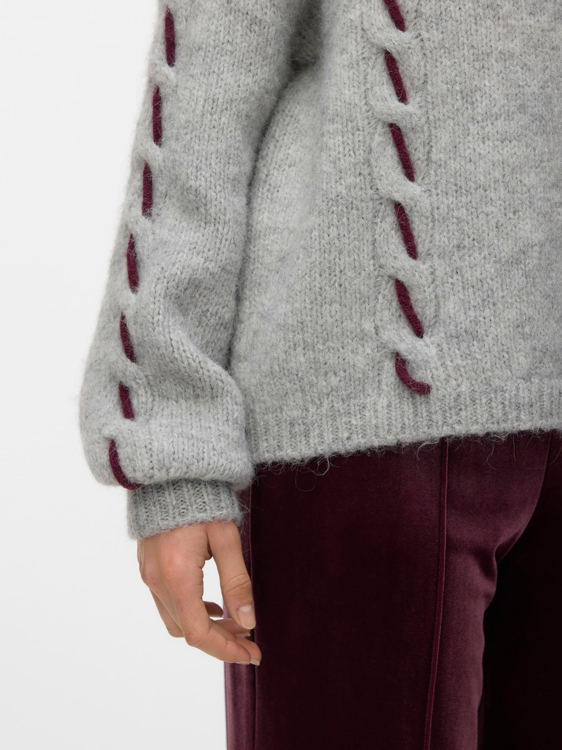 VERO MODA Vmilina LS O-Neck Handstitch Pullover Vmilina LS O-Neck Handstitch Jersey Mujer (Pack de 1)