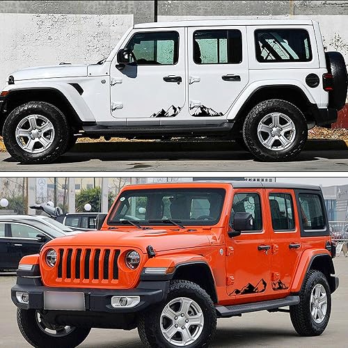 Miniatura 4 de TOMALL 1 par de calcomanías de montaña de 29.7pulgadas para puerta lateral del auto, de montañas con nieve, vinilo de decoración para SUV, camión,