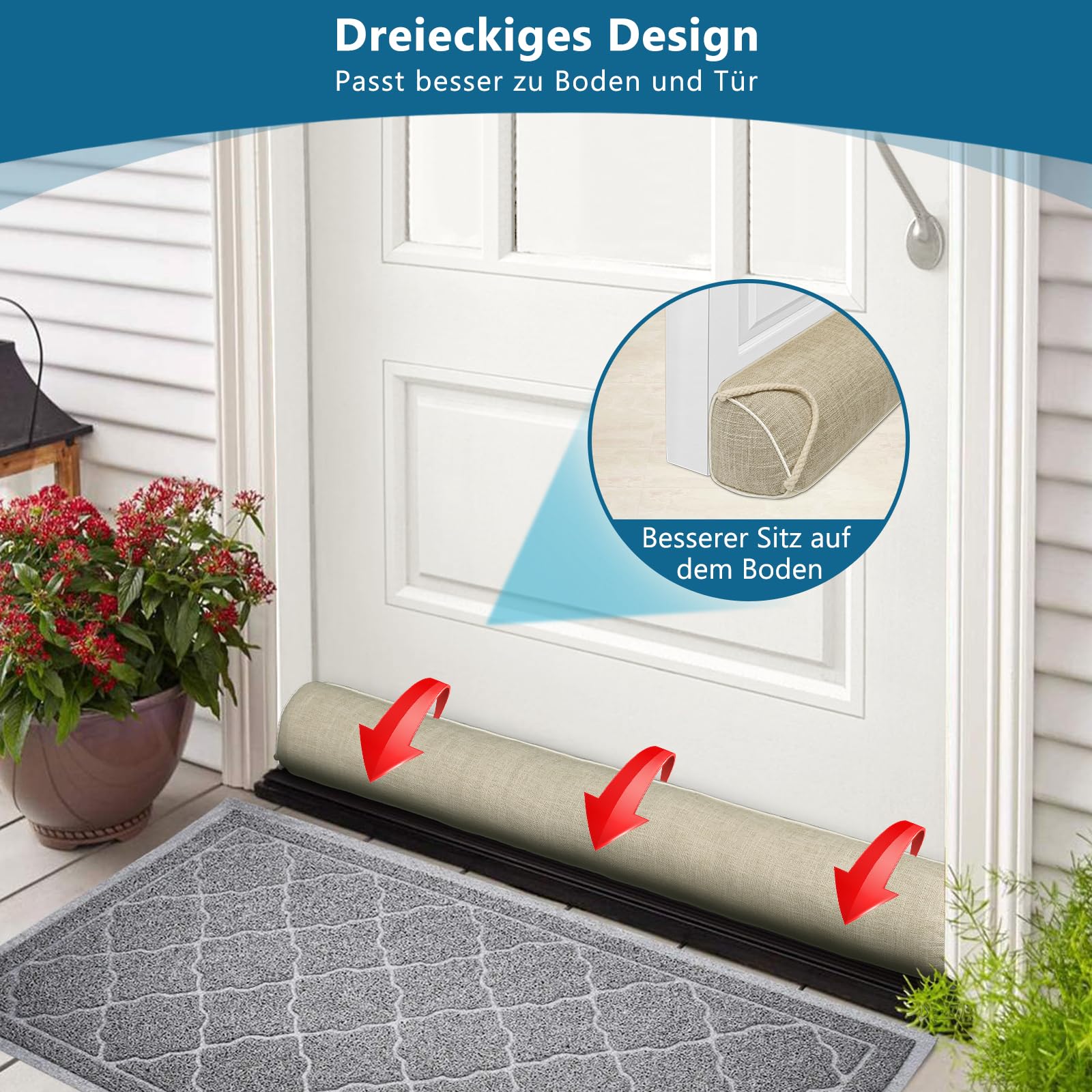 HooTown Zugluftstopper für türen, 102cm Schwerer Zugluftstopper tür Zugluftstopper Windstopper Türluftstopper für Schutz Zugstopper Türluftstopper Haustür Kältestopper für Türen & Fenster, Beige