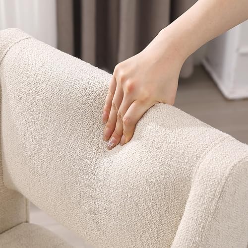 Miniatura 4 de Zesthouse Juego de 2 sillas de comedor tapizadas, modernas sillas decorativas sin brazos para sala de estar, sillas de comedor de tela de lino beige