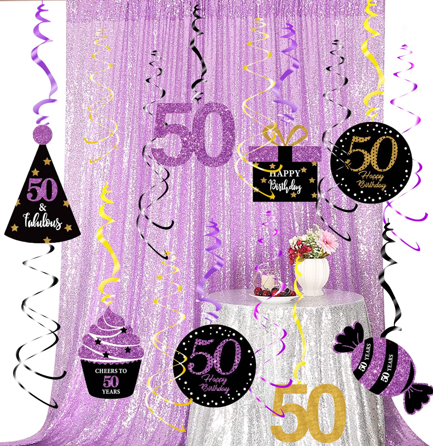 Semato 50. Geburtstag Set Für Frauen – Lila Schärpe & Strass-Tiara, Party-Deko Und Fotozubehör