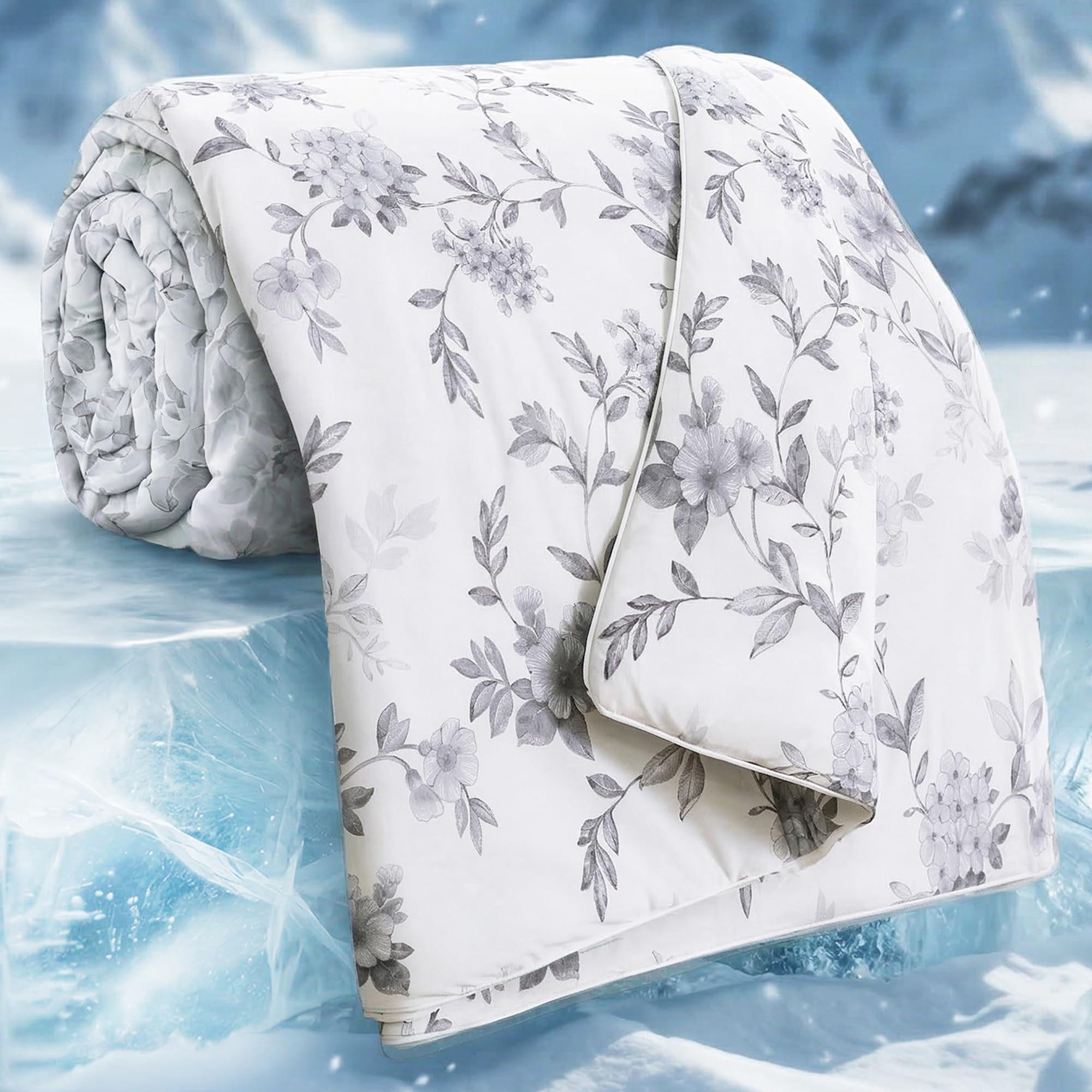 Story@Home Artic-Cool Cooling Blankets for Summer | Reversible Dohar Single Bed | Summer Blanket Ideal as AC Blanket Breathable Lightweight Soft & Thin Duvet - Silver Leaf-image-40
