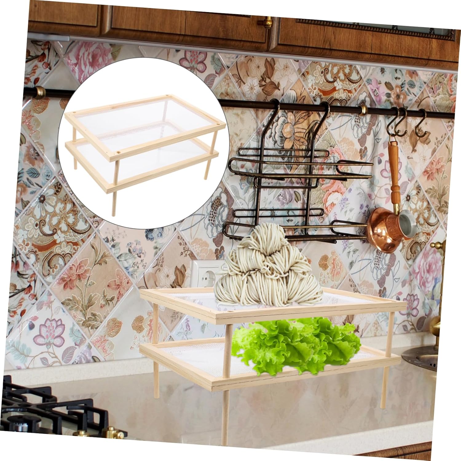 STOBAZA Spaghetti Vegetable Rack Noodle Drying Rack Wooden Pasta Drying Stand Household Pasta Rack Drying Rack