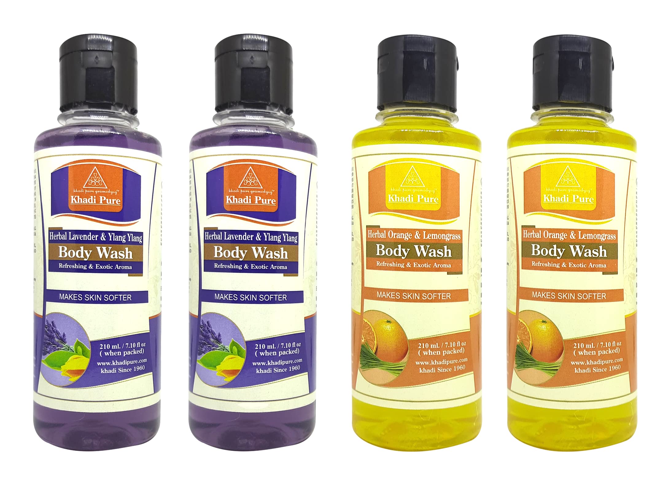 Khadi Pure Lavender Ylang Ylang & Orange Lemongrass Body Wash, 210 ml (Pack of 4)-picture-52