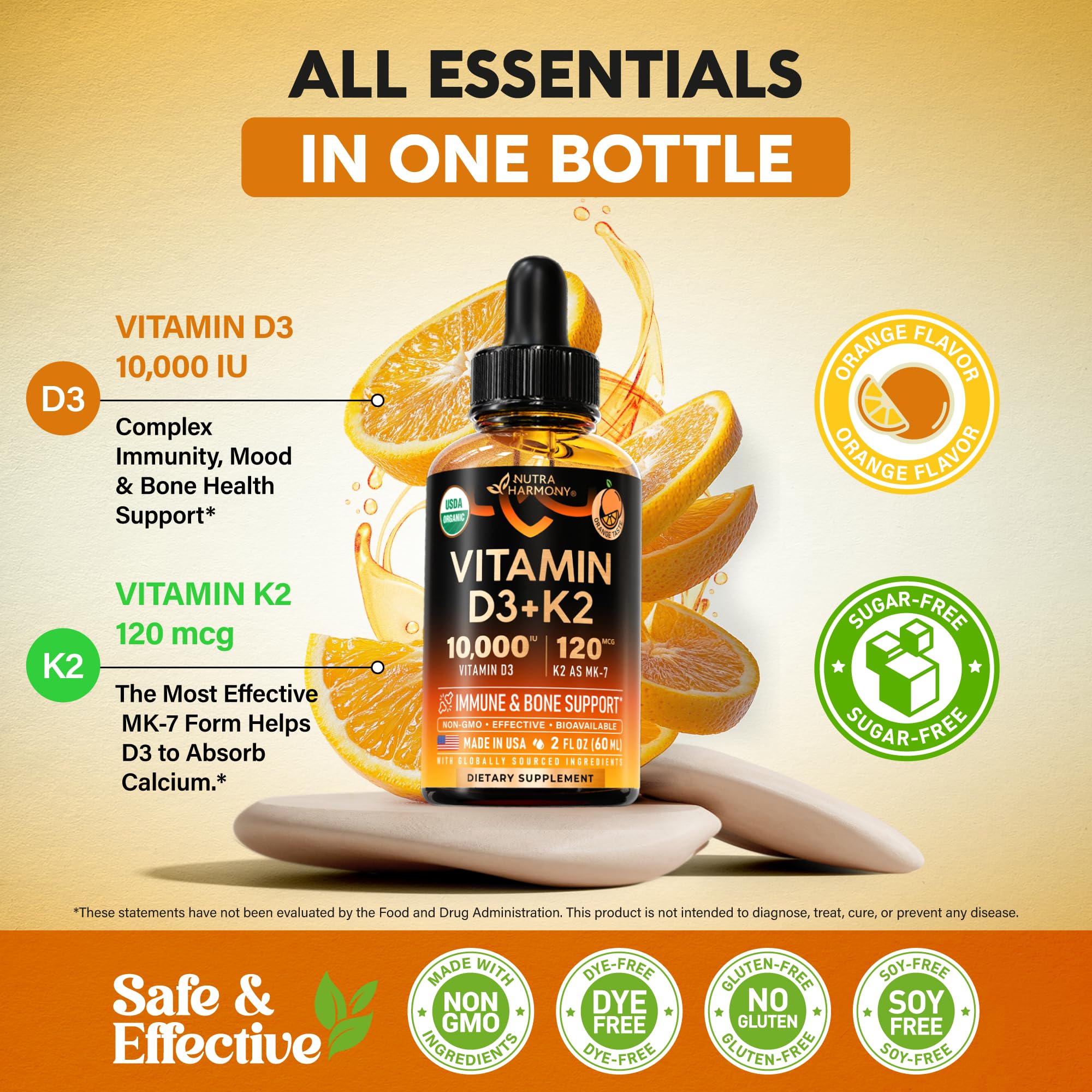 Vitamin D3 K2 USDA Organic Drops - Vitamin D3 10000 IU & K2 120mcg - 2 OZ — Amazon image 6