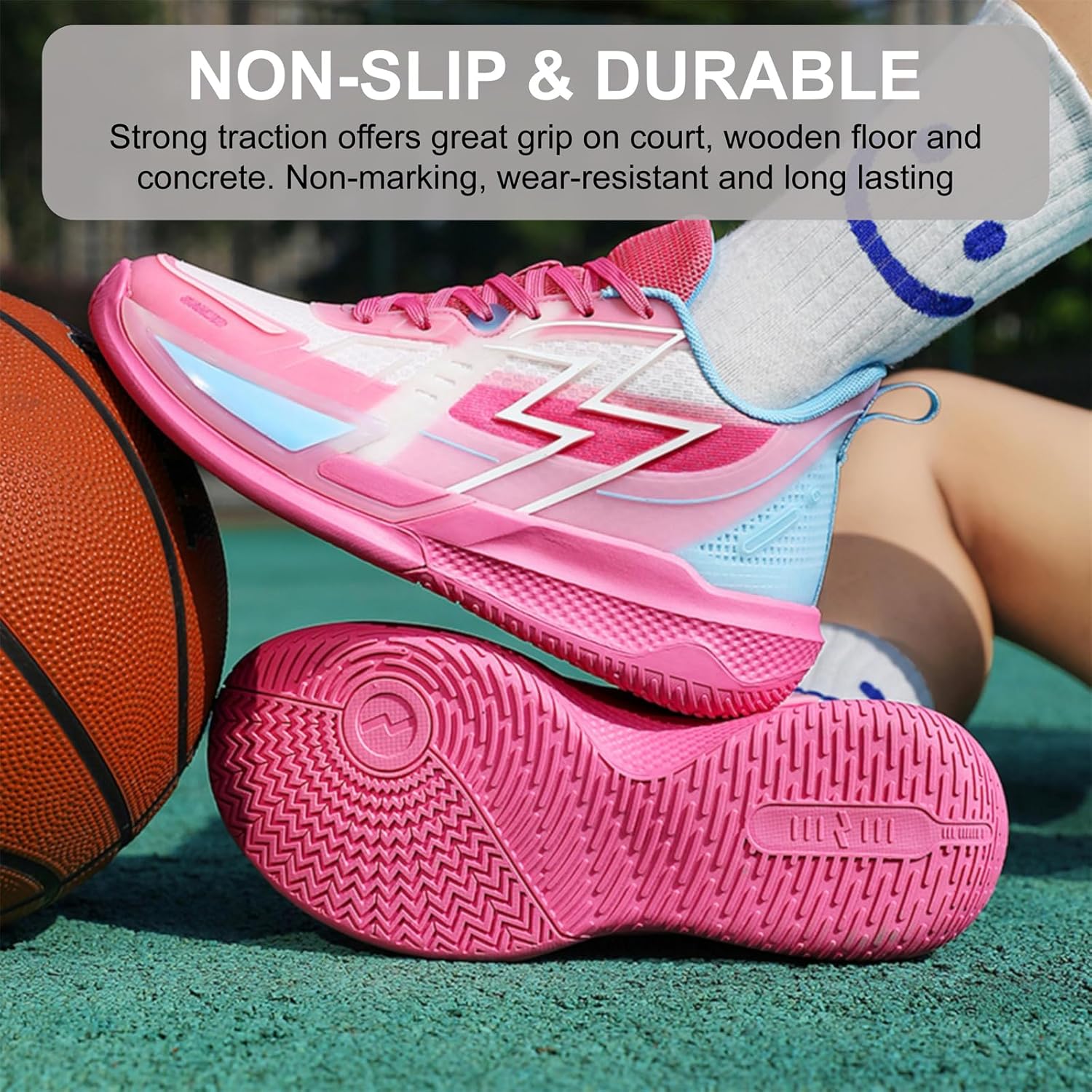 Moodeng Women's Basketball Shoes High Top Breathable Non Slip Shock Absorption Athletic Shoes for Outdoor Indoor Court Training