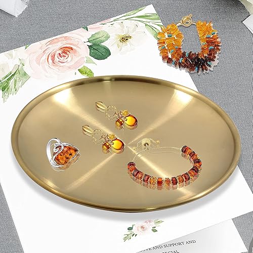 Miniatura 7 de Jiozermi Bandeja de toalla de acero inoxidable de 6.69 pulgadas, bandeja para servir, bandeja decorativa, bandeja de almacenamiento para cosméticos,