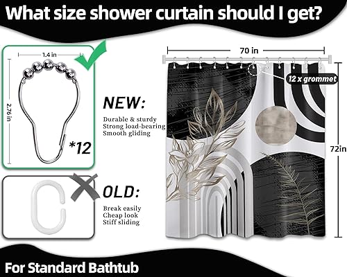 Miniatura 4 de Cortina de ducha moderna de mediados de siglo en blanco y negro, cortinas de ducha para hombre, juego de decoración de baño para hombres, patrón