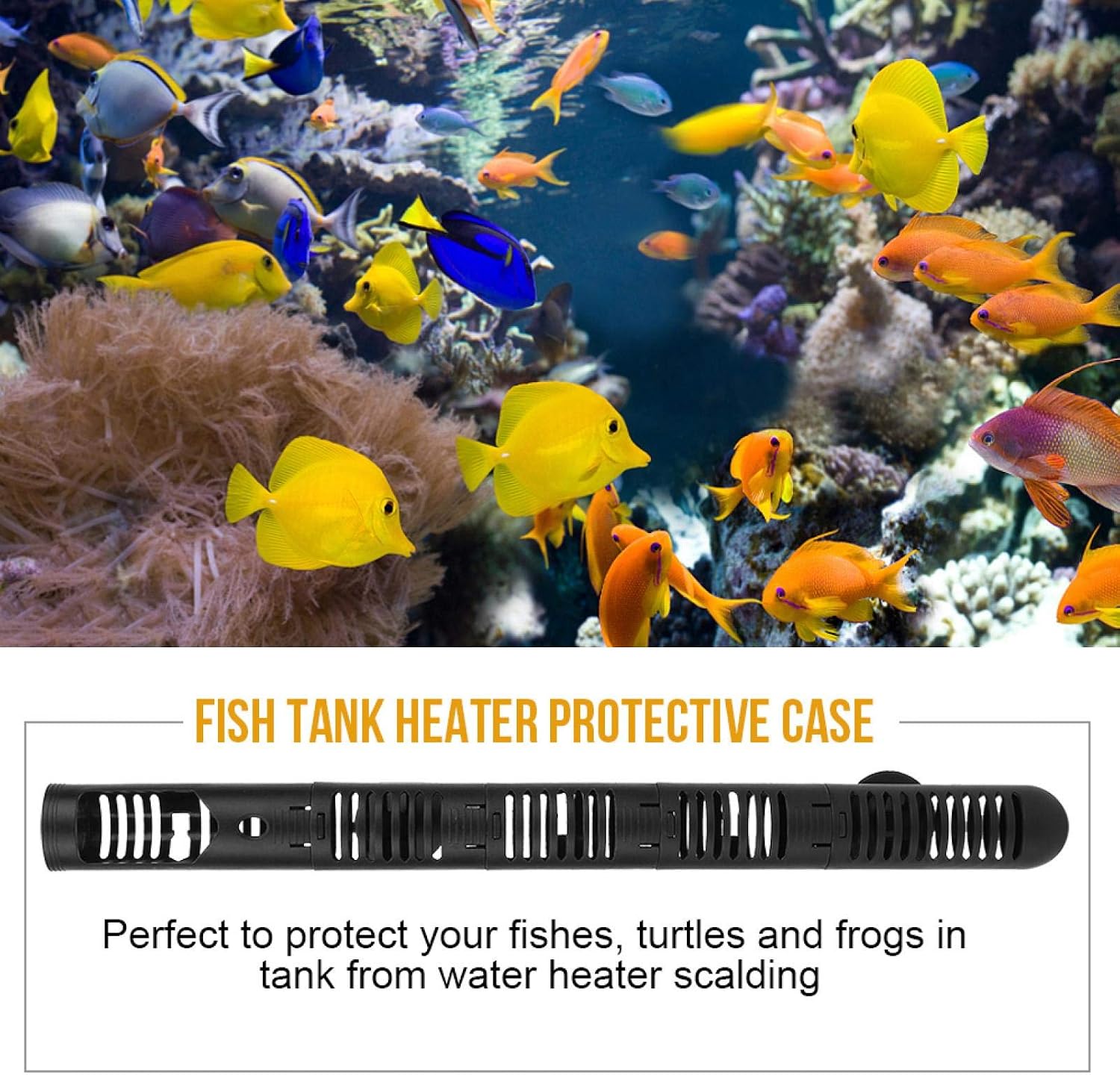 GOTOTOP Fish Heater Protective Case, Aquarium Fish Heater Protective Case Detachable Designed Cover with Suction Cups(No. 0 Protective Sleeve 18.5 cm Long)