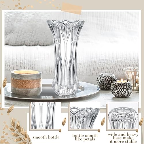 Miniatura 3 de SiliFine 3 jarrones de vidrio grueso, 9.5 pulgadas de alto x 5 pulgadas de ancho, jarrón de vidrio grande, cilíndrico alto, florero decorativo