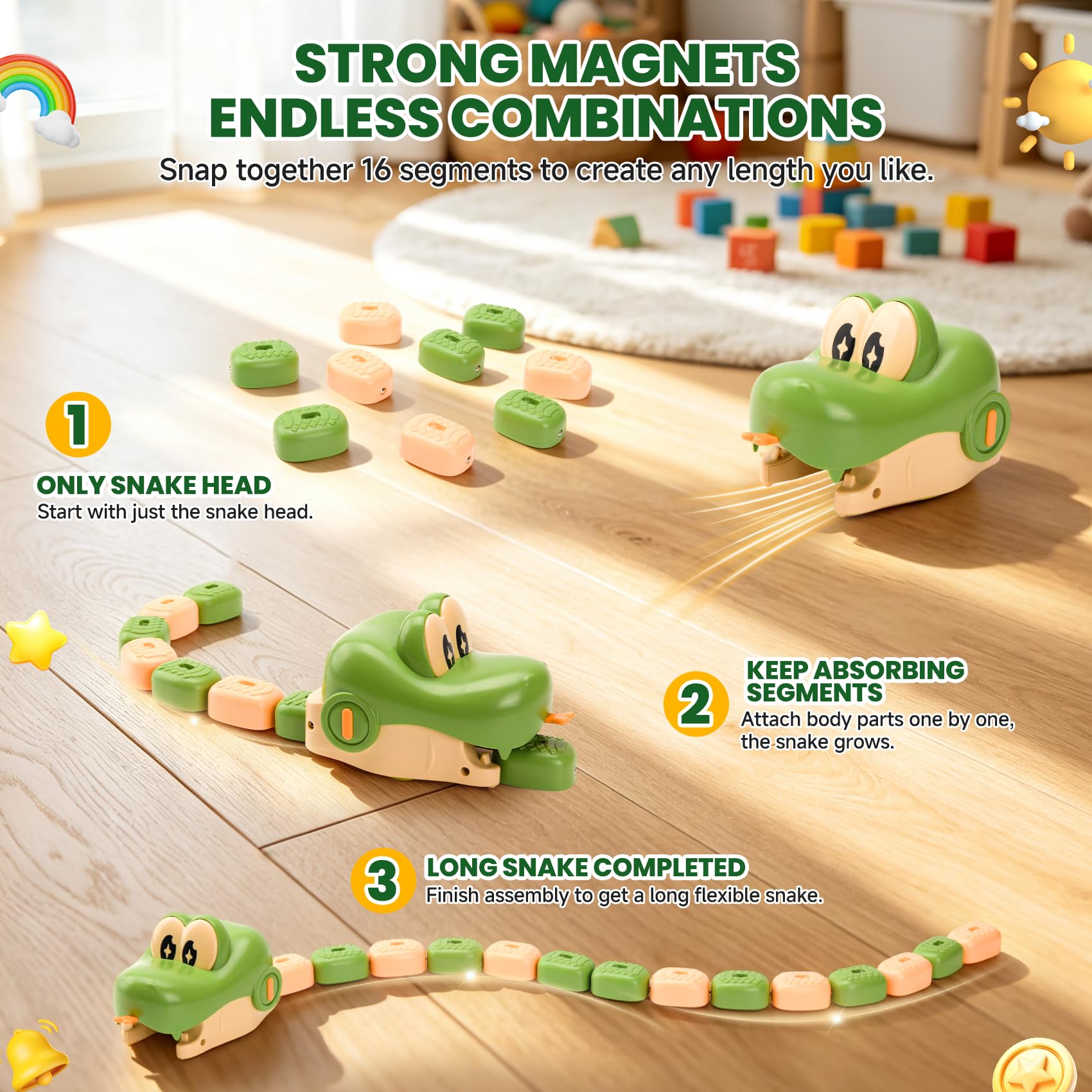 Magnetic Snake Game, Serpente Telecomandato con Luce Suono per 2 Giocatori