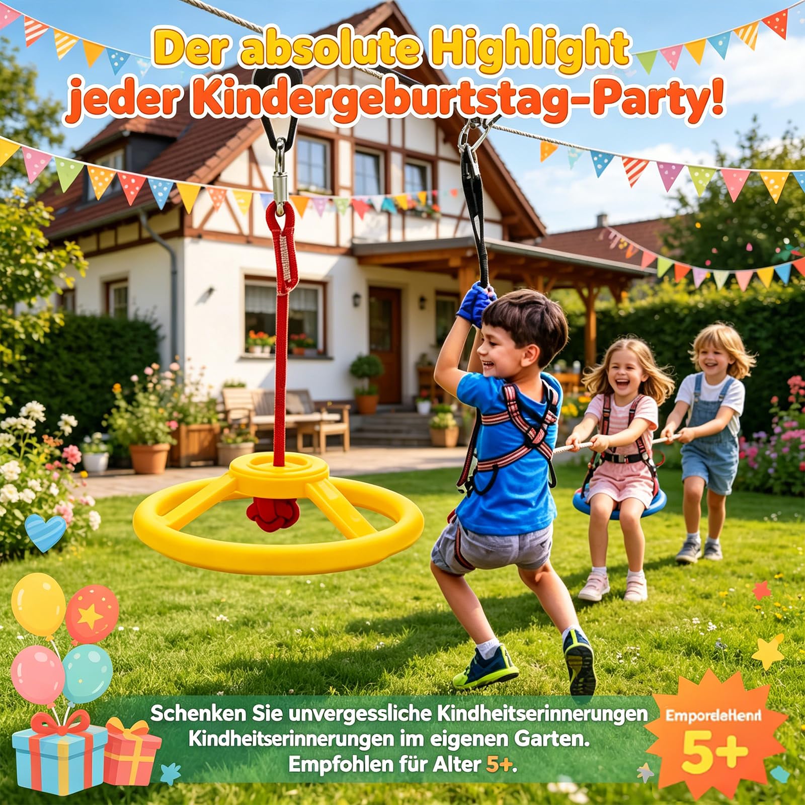 Seilrolle Slackline mit Karabiner, Slackline Seilrutsche Set, Slacklines Rolle Extrem Belastbar bis 100kg, Robuste Eisen-Gleitrolle für Indoor & Outdoor, Einfache Montage (2 PCS)