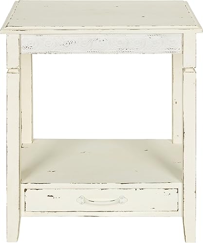 Miniatura 4 de Kate and Laurel Idabelle - Mesa auxiliar de madera con cajón, color crema