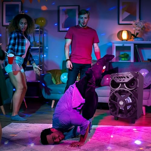Miniatura 7 de Pyle Altavoz PA portátil Bluetooth  Sistema de audio de karaoke BT recargable para exteriores de 580 W 8 pulgadas  TWS, luces de fiesta de