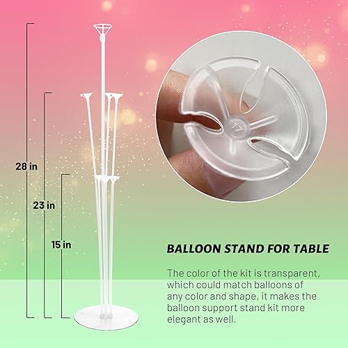 Miniatura 9 de JOYYPOP Juego de 4 soportes para globos palos de globos con base para mesa cumpleaños baby shower decoración de fiesta de graduación