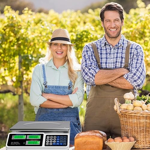 Miniatura 2 de S AFSTAR Báscula de computación electrónica de precios, báscula de pesaje de frutas y verduras de alimentos, 66 libras, batería recargable,