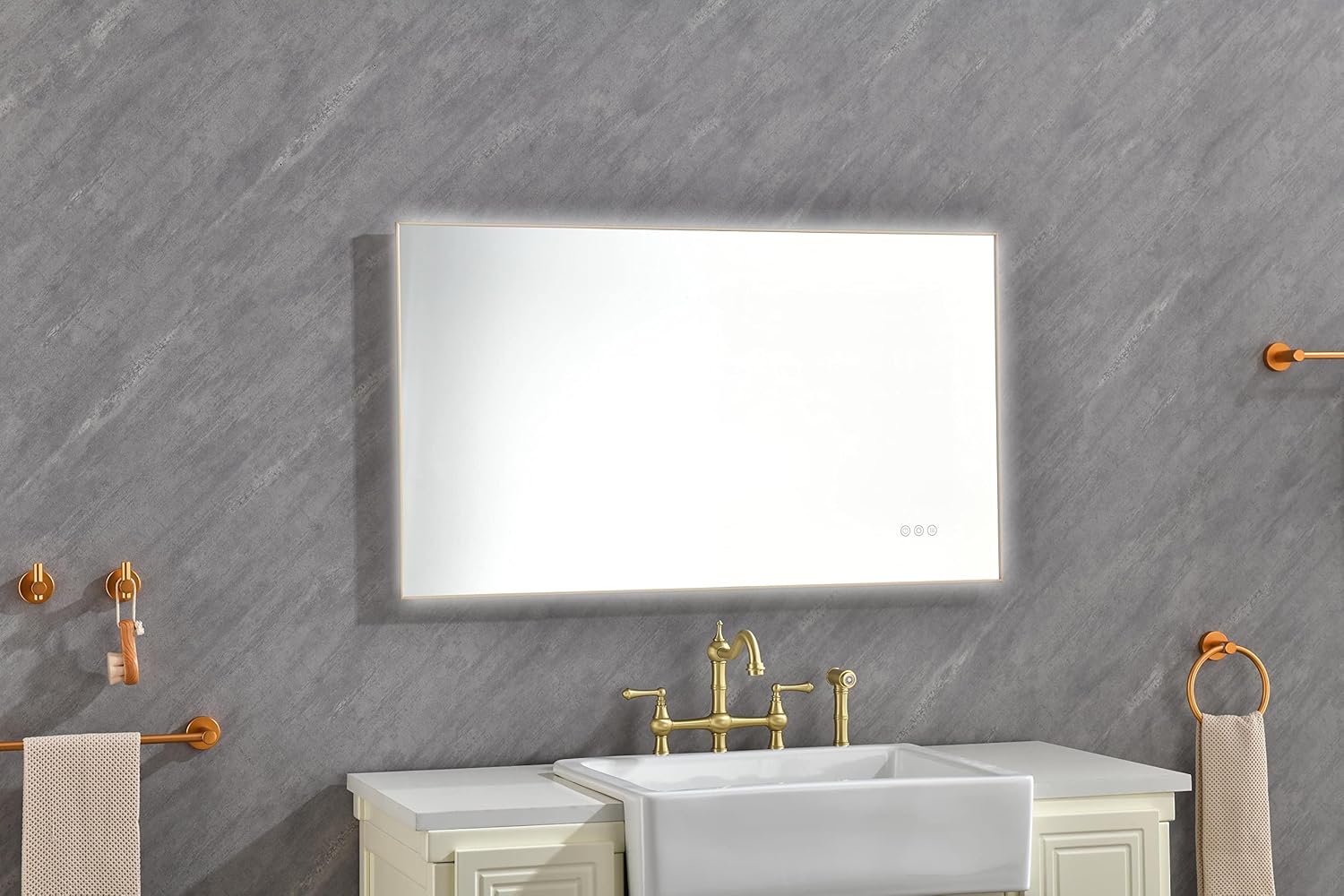 Bathroom led Mirror is Multi-Functional and Each Function is Controlled by a Smart Touch Button.