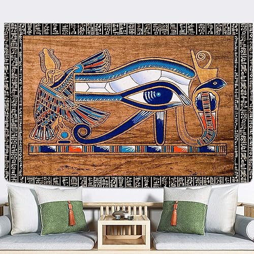 Miniatura 3 de Ine Ive Eye of Providence - Tapiz vintage egipcio jeroglífico tallado para pared, 60 x 40 pulgadas, tapiz de franela para sala de estar, fondo de