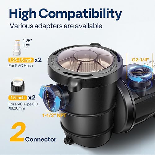 Miniatura 6 de VIVOHOME - Potente bomba autocebante de piscina con filtro de cesta