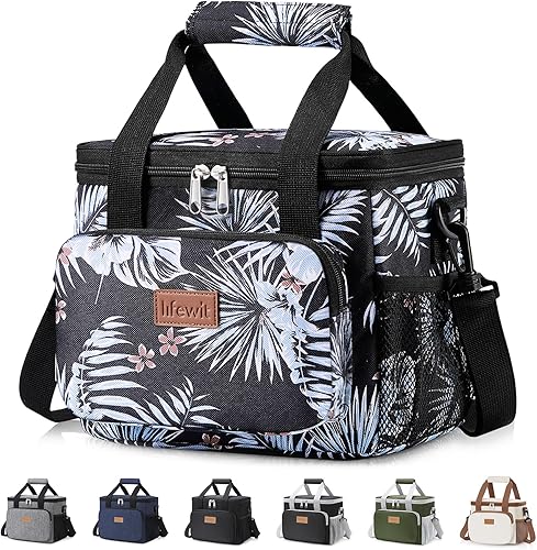 Lifewit Lonchera mediana aislada, suave y refrigerante, para adultos, hombres y mujeres, flor 12 latas (9L)