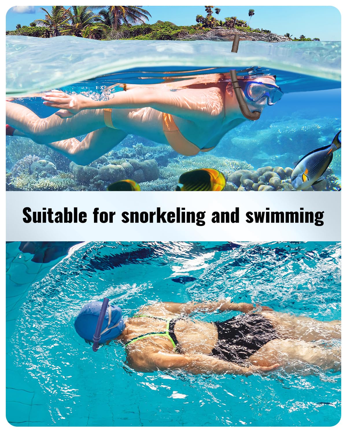 W WSTOO Adults Diving Snorkel Breathing Tube Silicone Flexible Foldable Snorkel Anti-Drop for Freediving Swim Training,Diving and Scuba Diving,Easy to Carry for Travel