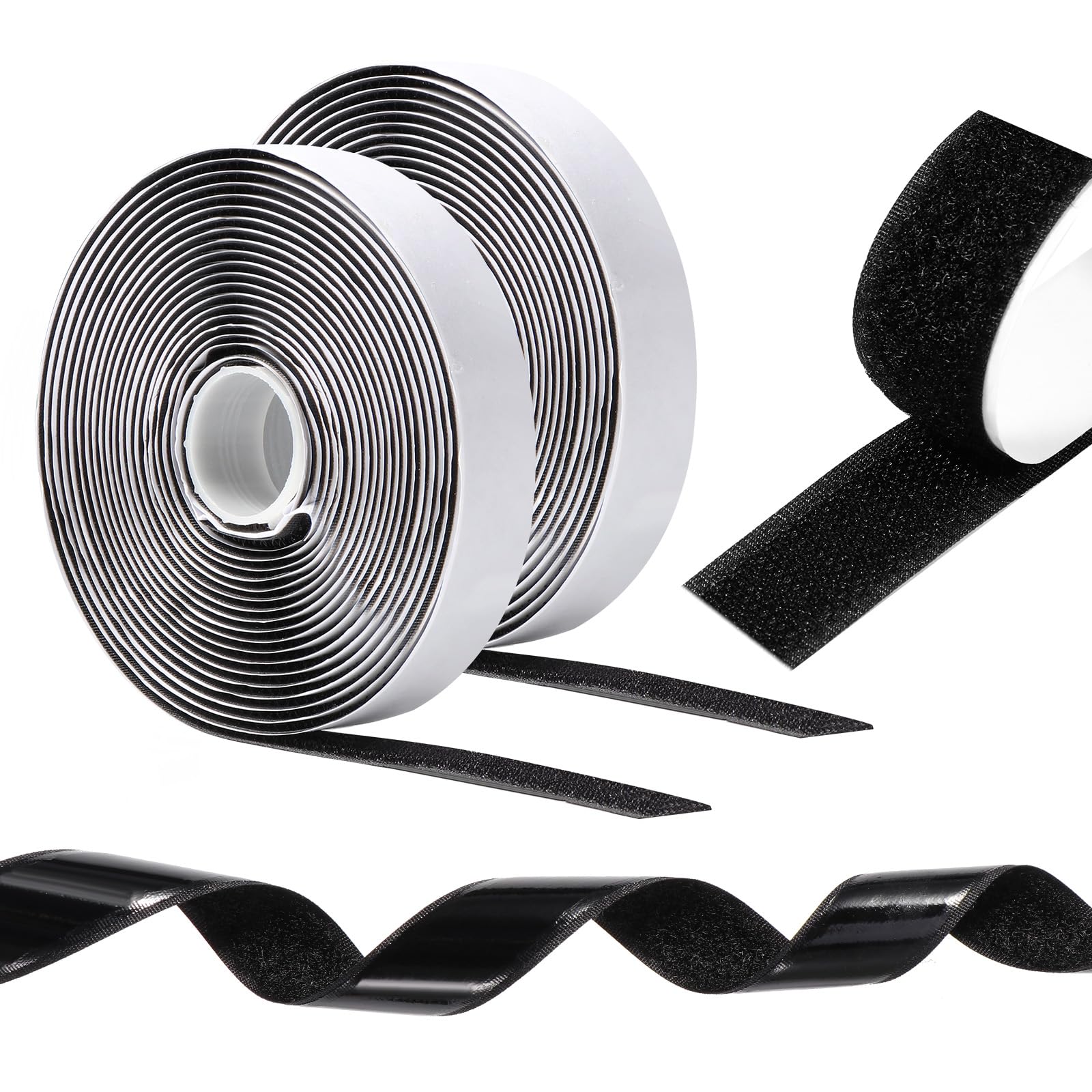 Rubans Adhésifs Double Face Oderra 5 M x 20 mm, Scratch Autocollant pour Cadres de Photos, Moustiquaires, Bricolage (Noir)
