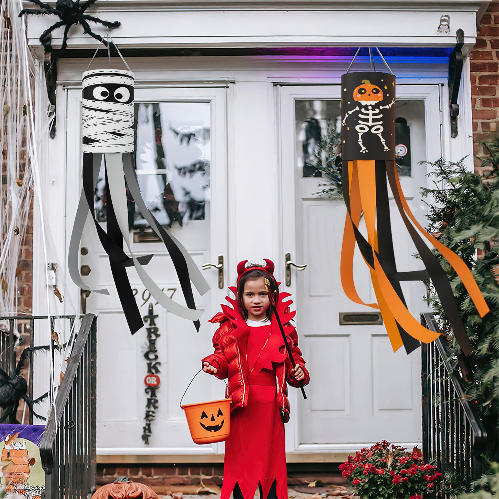 Halloween Windsäcke - 2 Gruselige Geister Für Garten & Hausdekoration