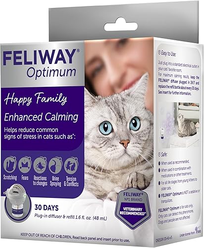 Vista 2 de FELIWAY® Optimum - Kit de iniciación de difusor de feromonas calmante para gatos de 30 días, 1.6 fl oz, ayuda a reducir los signos comunes de estrés