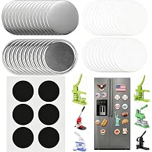 200 Sets Button Maker Supplies 58mm 2.25in Complete Fridge Magnet Parts Kit Including Metal Cover, Back Cover, Clear Film, Blank Paper & Soft Magnet Button Maker Machine not Included