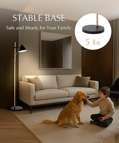 Miniatura 4 de HarvestLand Noah - Lámpara de pie negra  Lámparas de lectura de pie ajustables sobre silla con base sólida, lámpara de pie de lectura, lámpara de