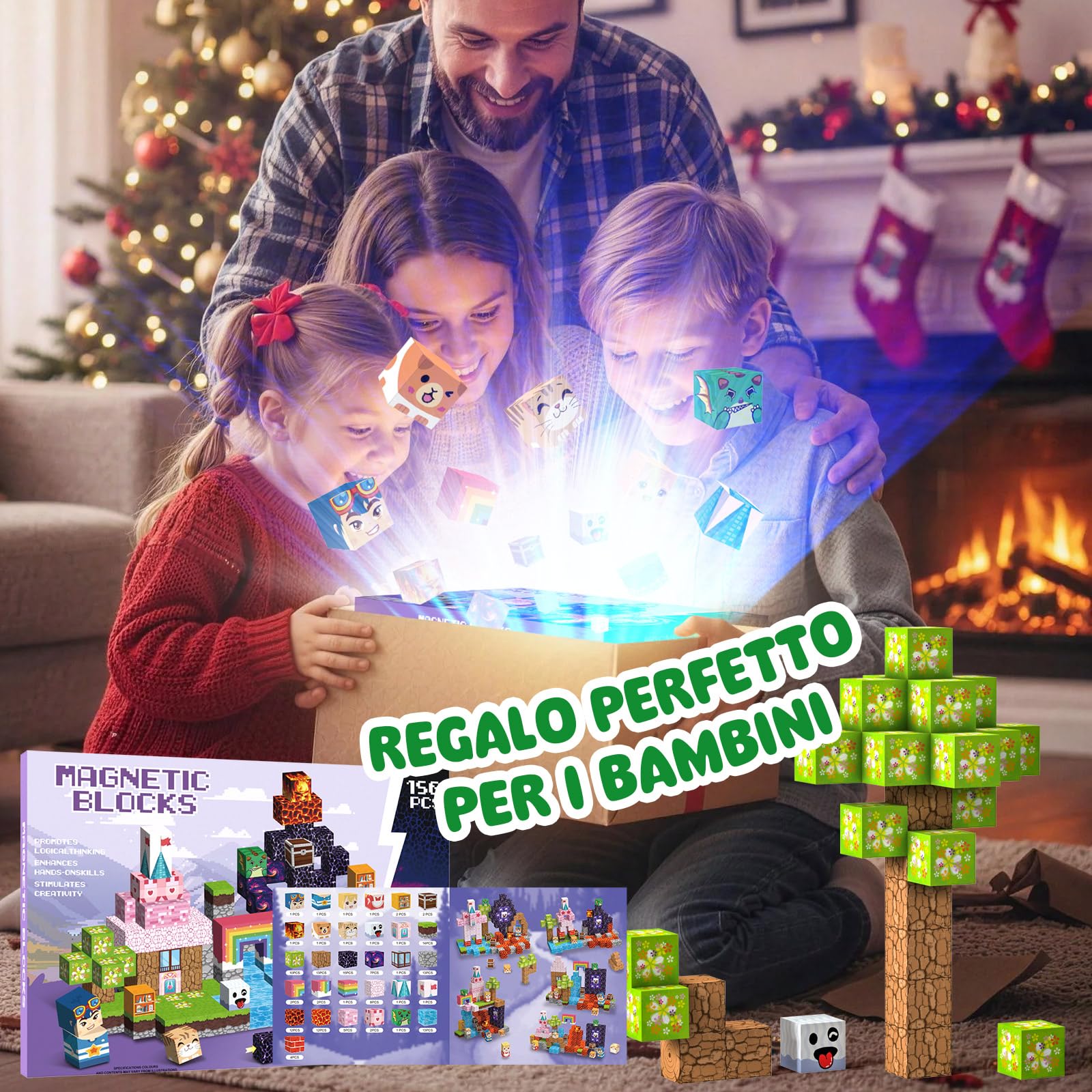 Costruzioni Magnetiche per Bambini 150 PCS 2CM 3+ Giochi Cubi Magnetici Blocchi Magnetic Building Blocks Giocattoli Montessori a Partire da 3 4 5 6 7 8 9 10 11 12 Anni Regali di Compleanno