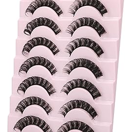 wiwoseo False Eyelashes Russian Strip Lashes Natural Look Lashes Wispy Volume Russian Lashes 3D Effect Fake Eyelashes 10 Pairs Pack
