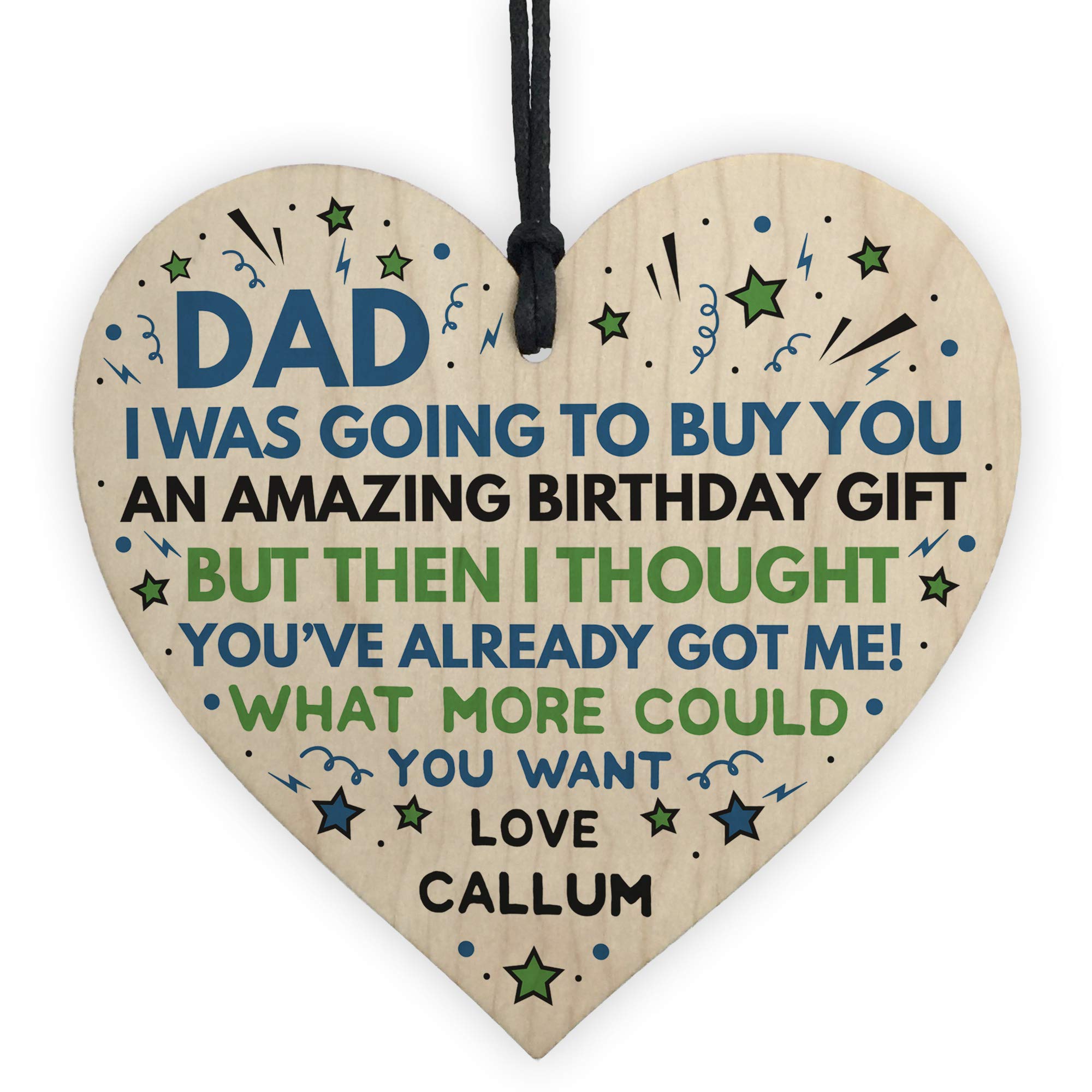 Red Ocean Superhero DAD Birthday Gifts Personalised Wooden Heart Gift From Daughter Son