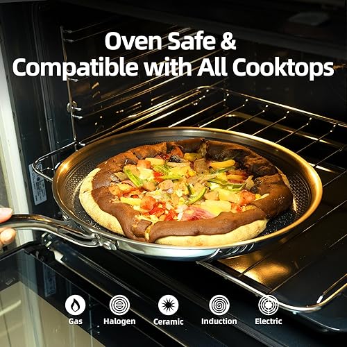 Miniatura 8 de DELUXE Sartén antiadherente de cerámica híbrida, 12 pulgadas, mango que se mantiene fresco, apto para lavavajillas y horno, listo para inducción,